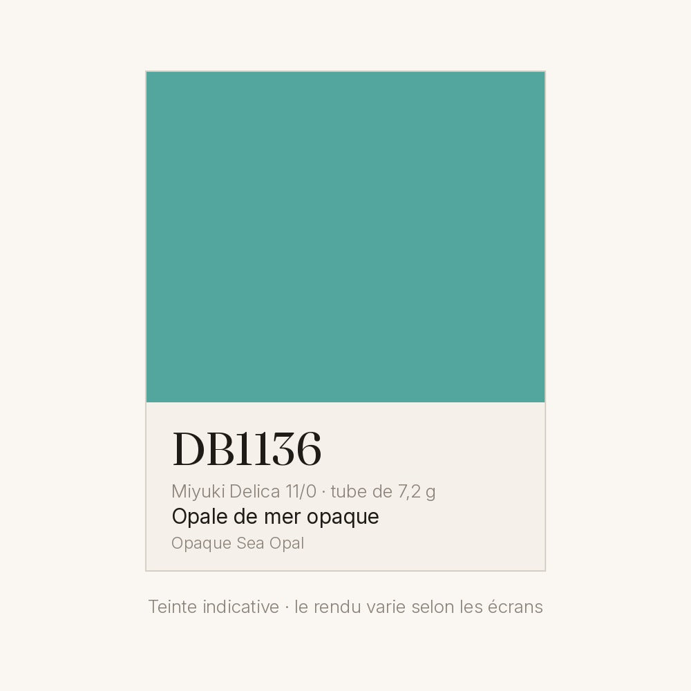 Nuancier de la teinte opale de mer opaque Miyuki Delica DB1136