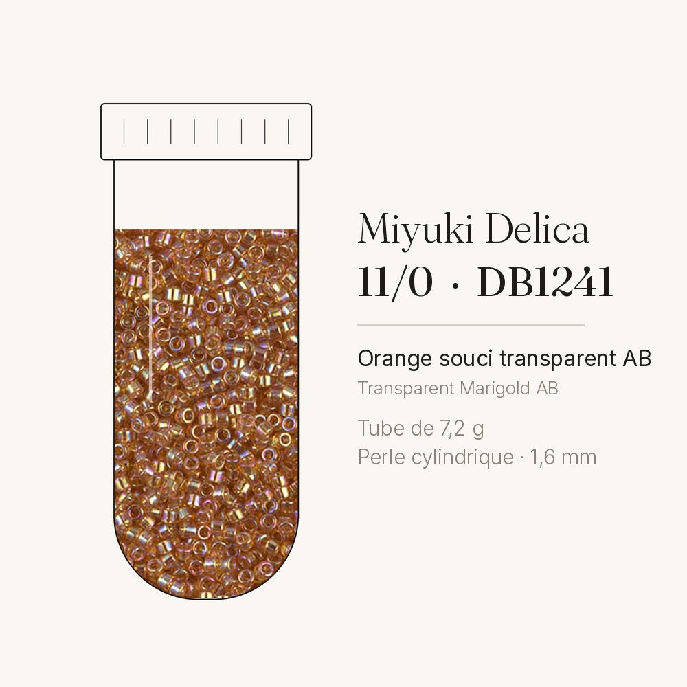 Perles Miyuki Delica 11/0 orange souci transparent AB DB1241