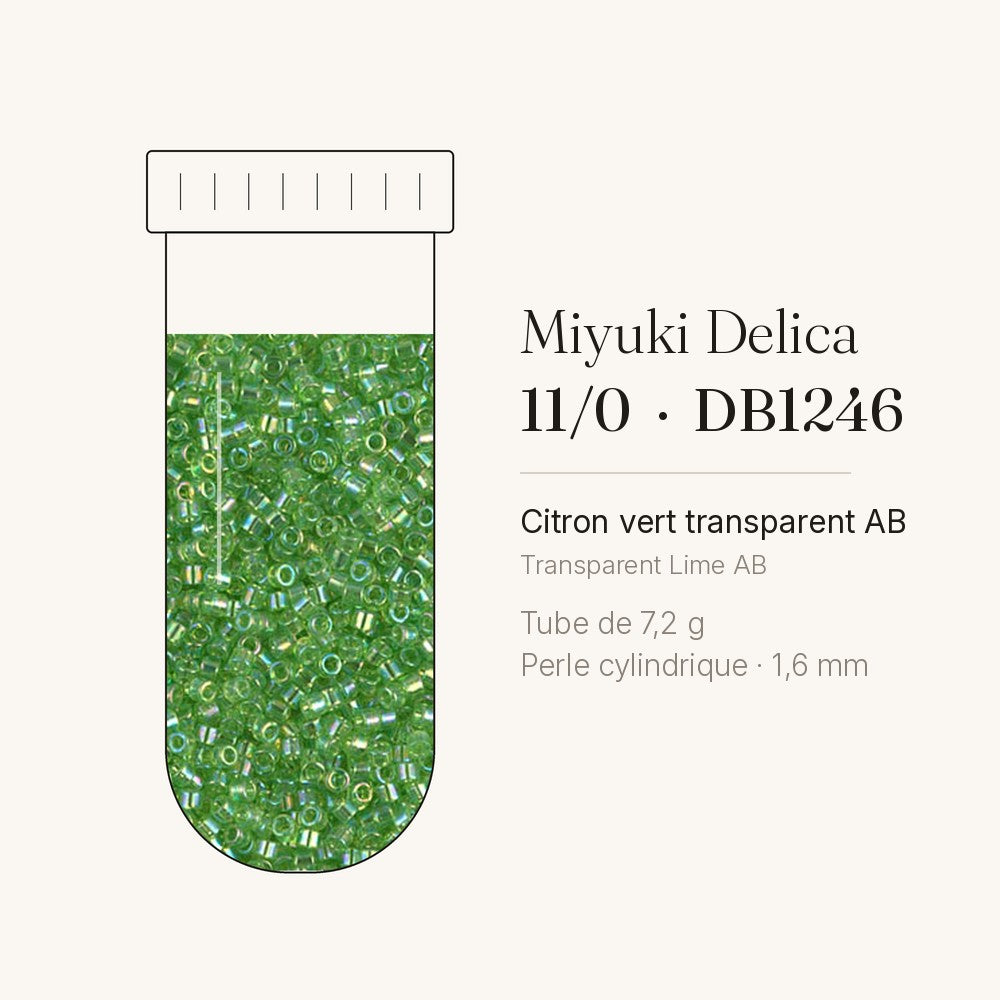 Perles Miyuki Delica 11/0 citron vert transparent AB DB1246