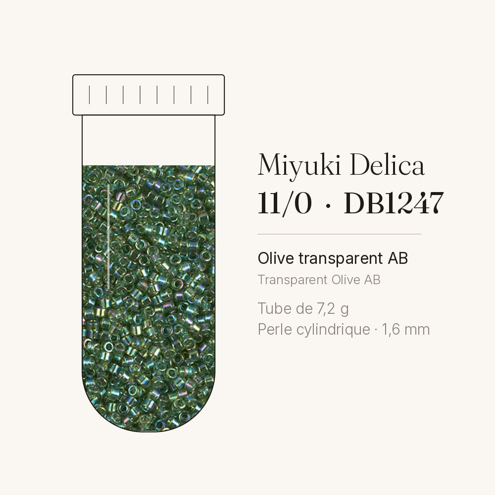Perles Miyuki Delica 11/0 olive transparent AB DB1247
