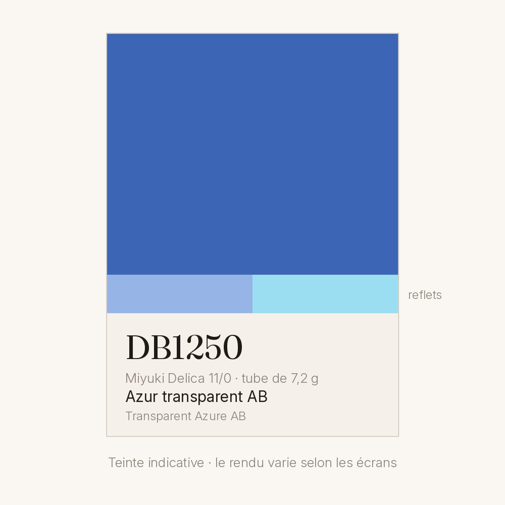 Nuancier de la teinte azur transparent AB Miyuki Delica DB1250