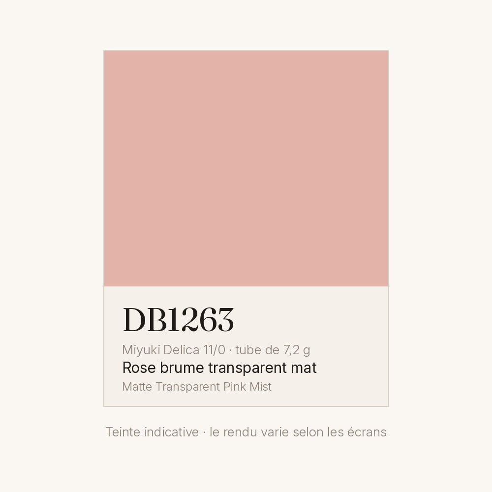 Nuancier de la teinte rose brume transparent mat Miyuki Delica DB1263