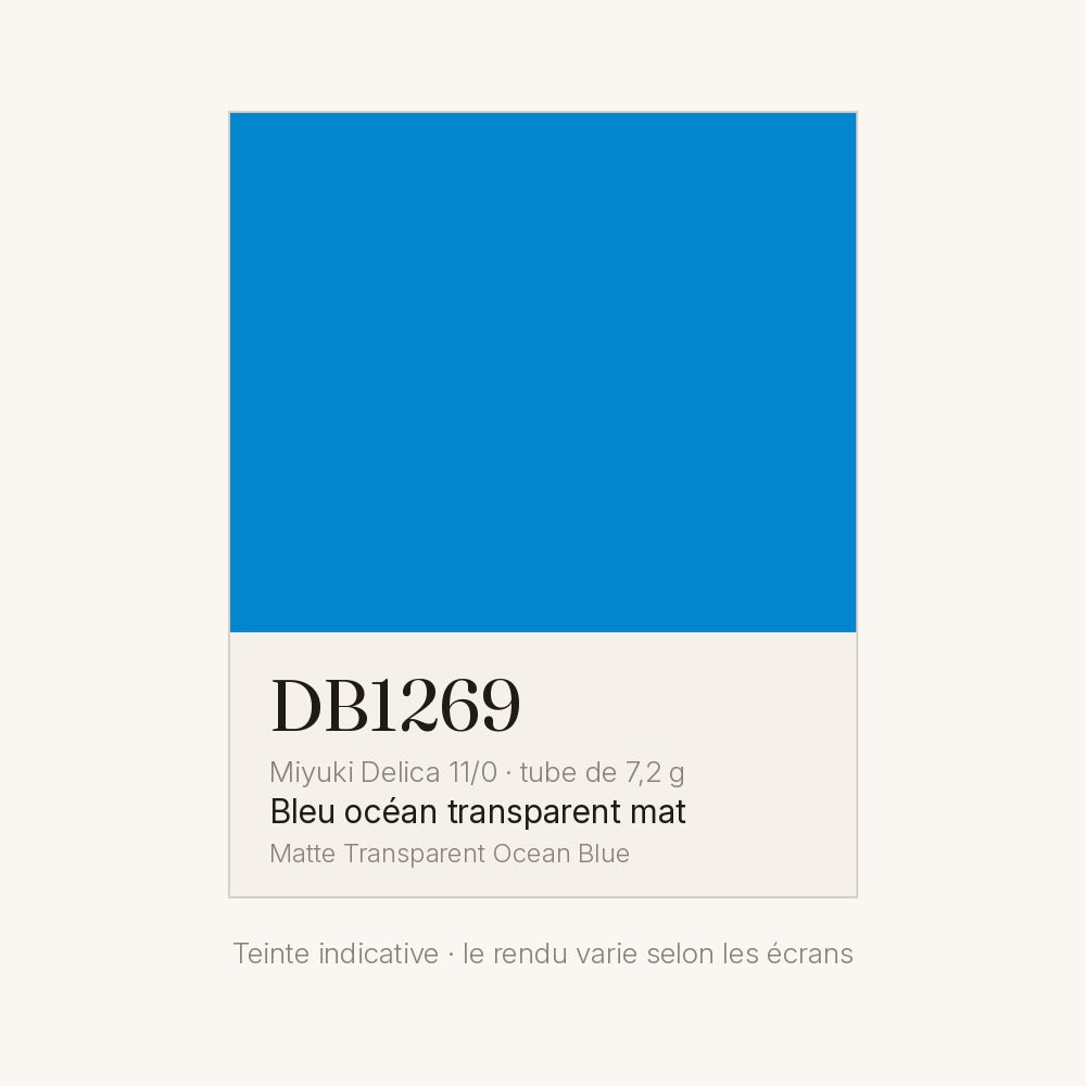 Nuancier de la teinte bleu océan transparent mat Miyuki Delica DB1269