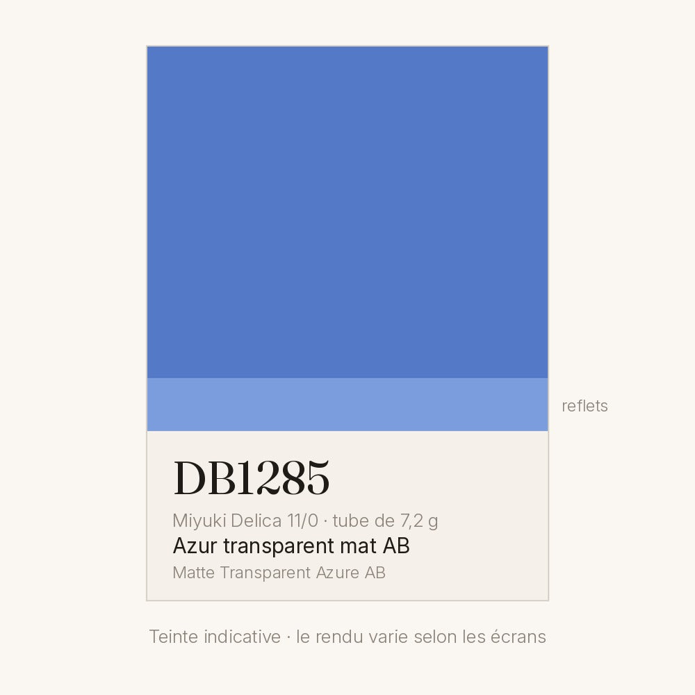 Nuancier de la teinte azur transparent mat AB Miyuki Delica DB1285