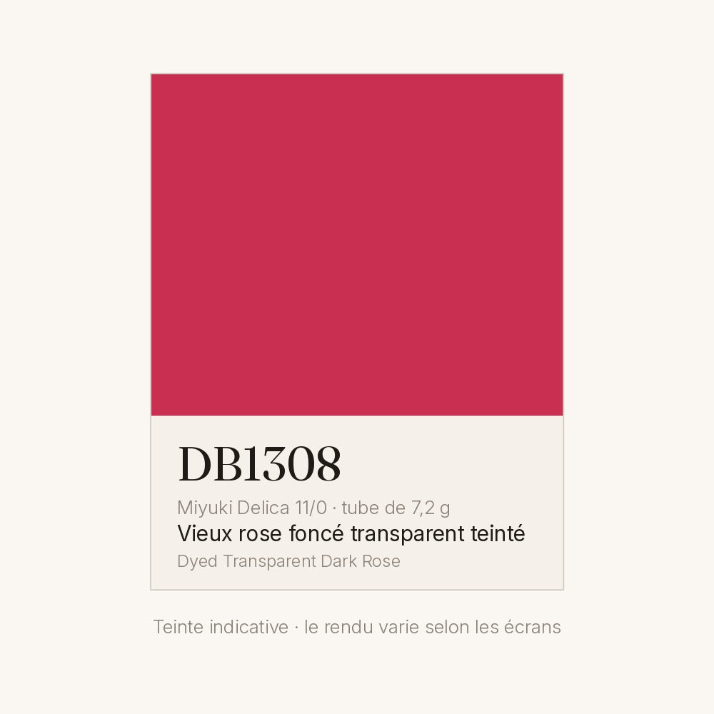 Nuancier de la teinte vieux rose foncé transparent teinté Miyuki Delica DB1308