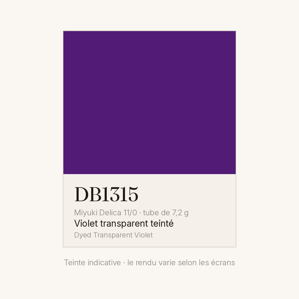 Nuancier de la teinte violet transparent teinté Miyuki Delica DB1315