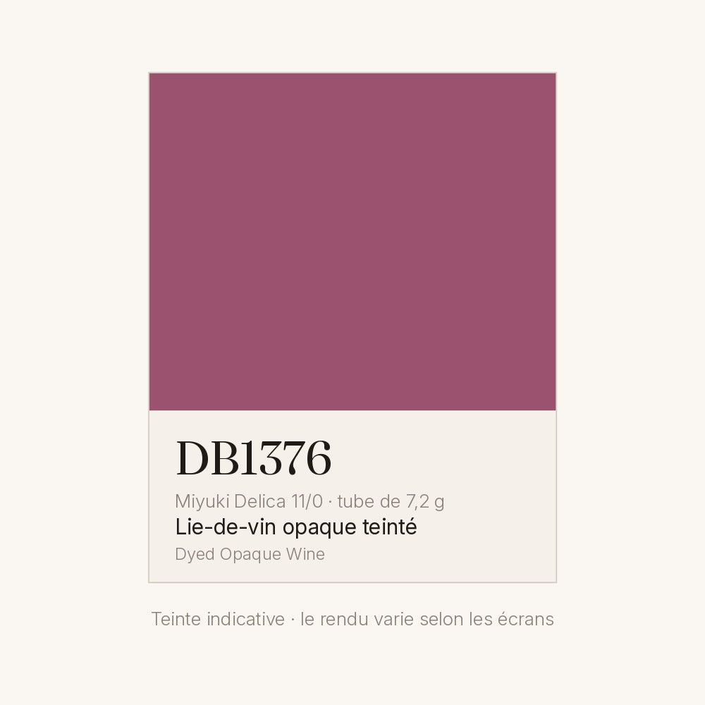 Nuancier de la teinte lie-de-vin opaque teinté Miyuki Delica DB1376
