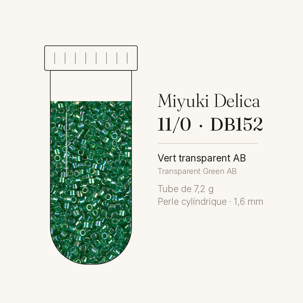 Perles Miyuki Delica 11/0 vert transparent AB DB0152