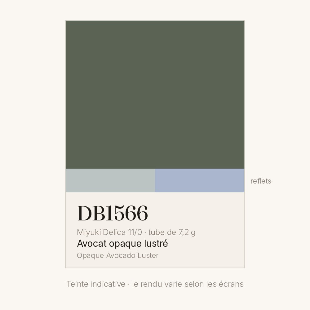 Nuancier de la teinte avocat opaque lustré Miyuki Delica DB1566