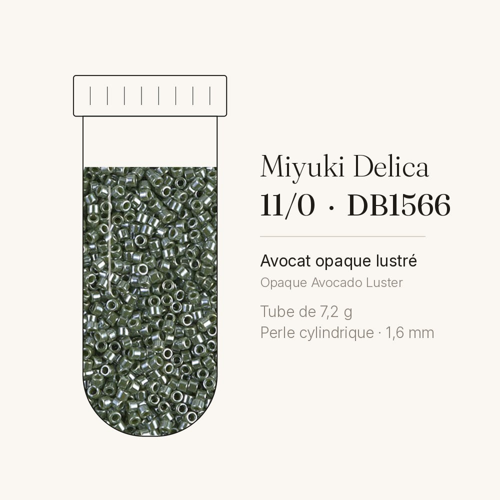 Tube de 7,2 g de perles Miyuki Delica 11/0 DB1566 avocat opaque lustré