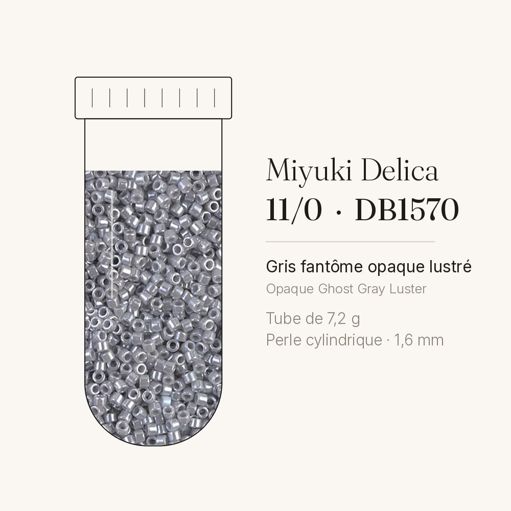 Perles Miyuki Delica 11/0 gris fantôme opaque lustré DB1570