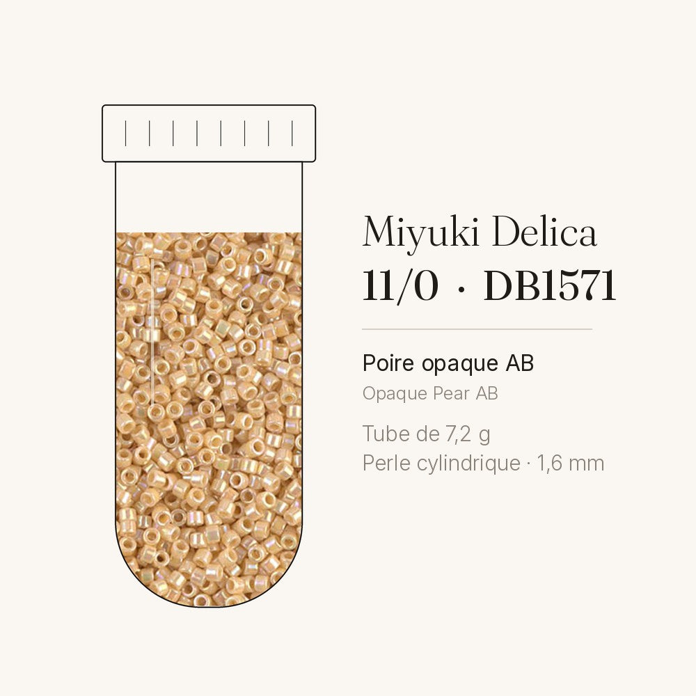 Tube de 7,2 g de perles Miyuki Delica 11/0 DB1571 poire opaque AB