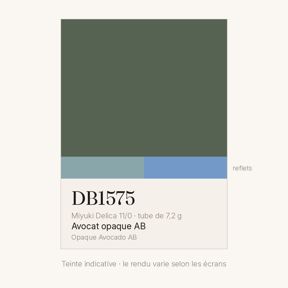 Nuancier de la teinte avocat opaque AB Miyuki Delica DB1575