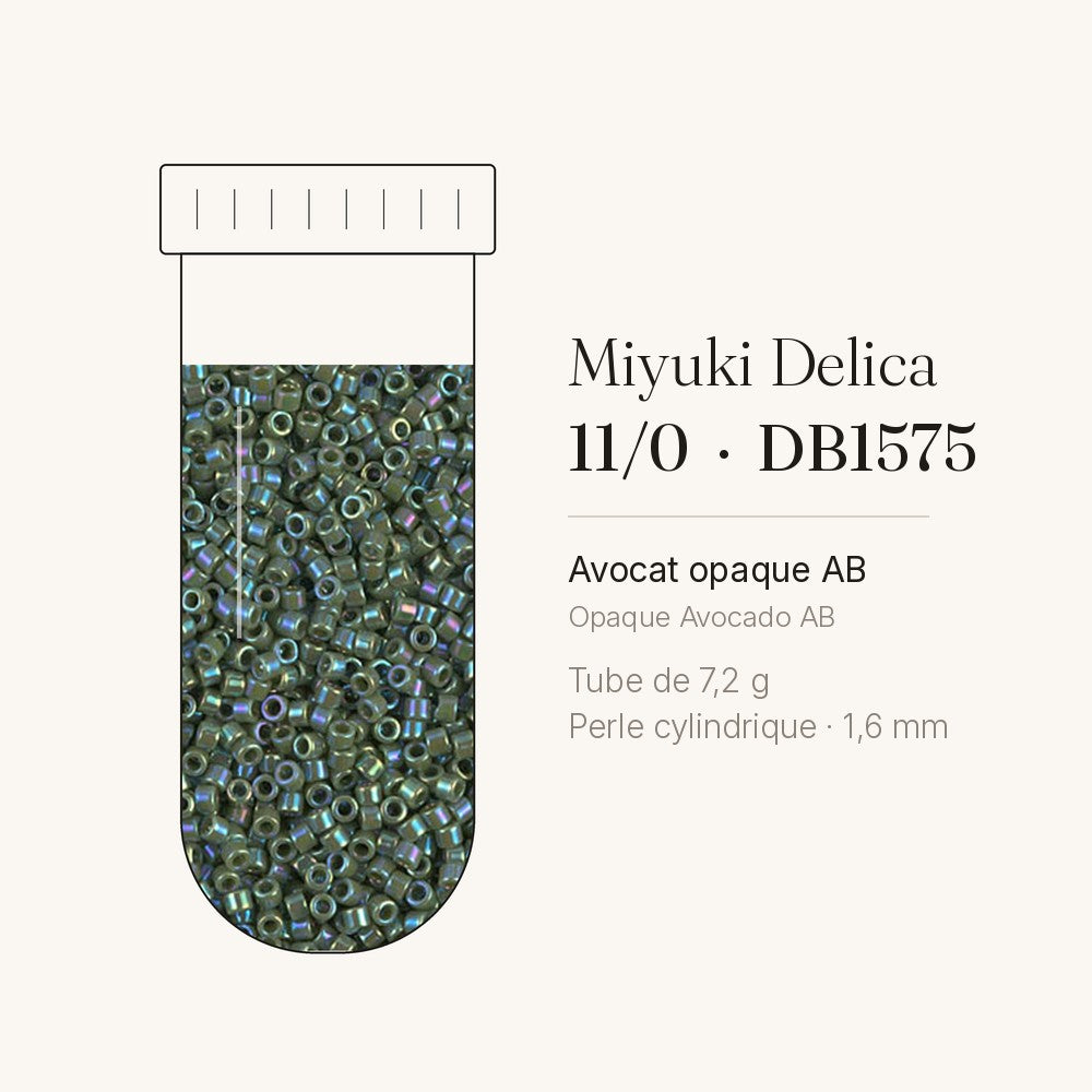 Tube de 7,2 g de perles Miyuki Delica 11/0 DB1575 avocat opaque AB
