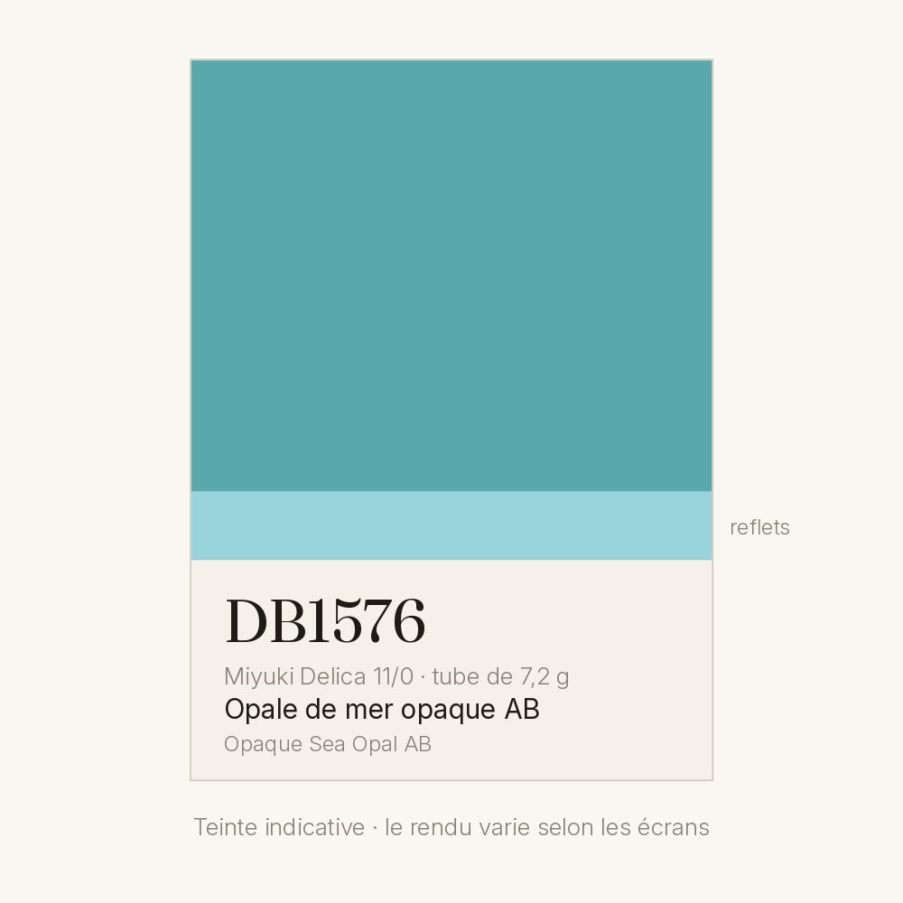 Nuancier de la teinte opale de mer opaque AB Miyuki Delica DB1576