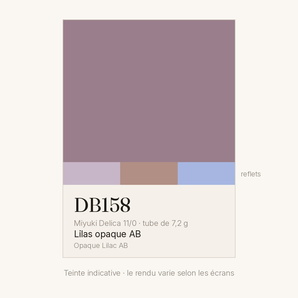 Nuancier de la teinte lilas opaque AB Miyuki Delica DB0158