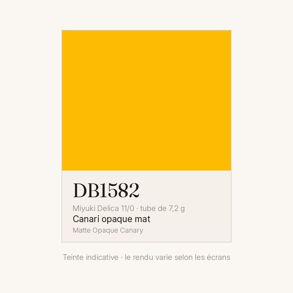 Nuancier de la teinte canari opaque mat Miyuki Delica DB1582