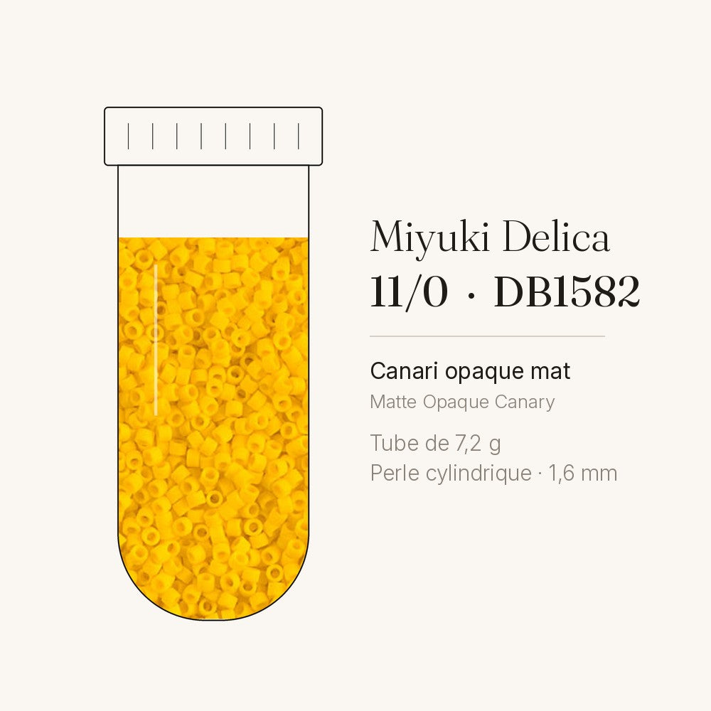 Tube de 7,2 g de perles Miyuki Delica 11/0 DB1582 canari opaque mat