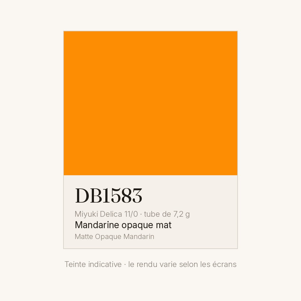 Nuancier de la teinte mandarine opaque mat Miyuki Delica DB1583