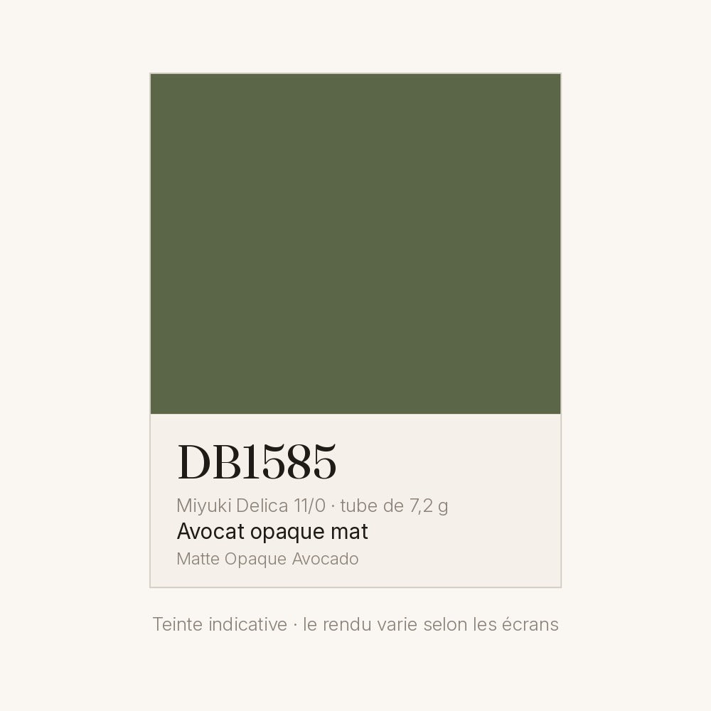 Nuancier de la teinte avocat opaque mat Miyuki Delica DB1585
