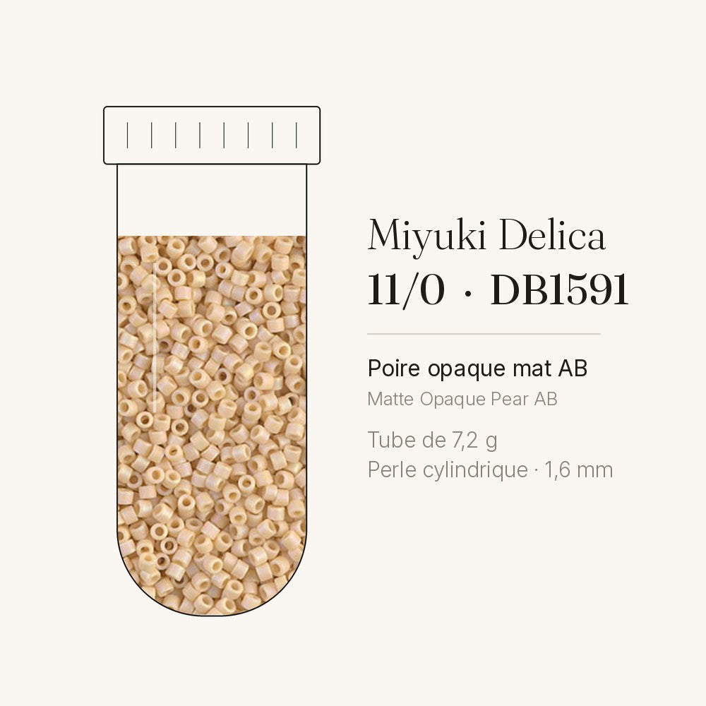 Tube de 7,2 g de perles Miyuki Delica 11/0 DB1591 poire opaque mat AB