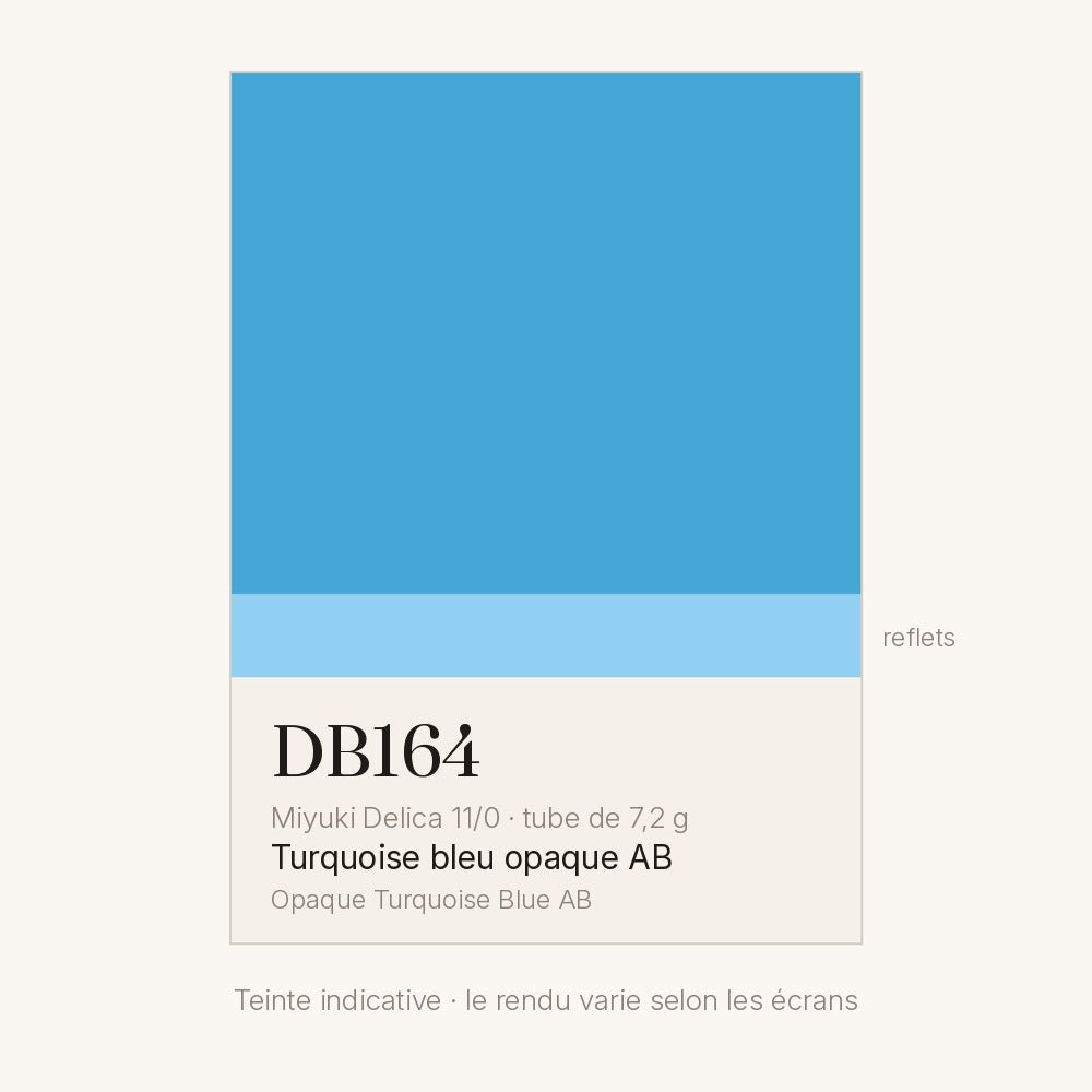 Nuancier de la teinte turquoise bleu opaque AB Miyuki Delica DB0164