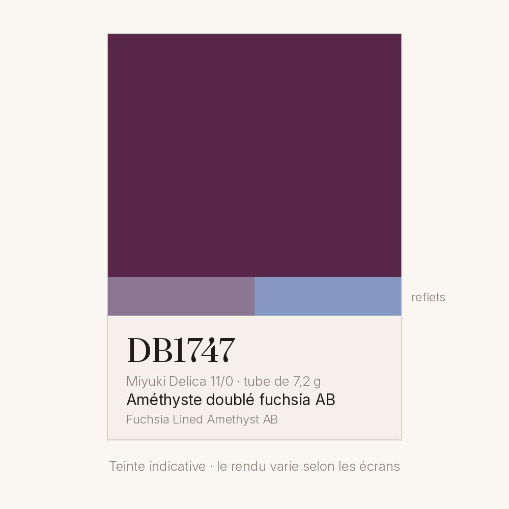 Nuancier de la teinte améthyste doublé fuchsia AB Miyuki Delica DB1747
