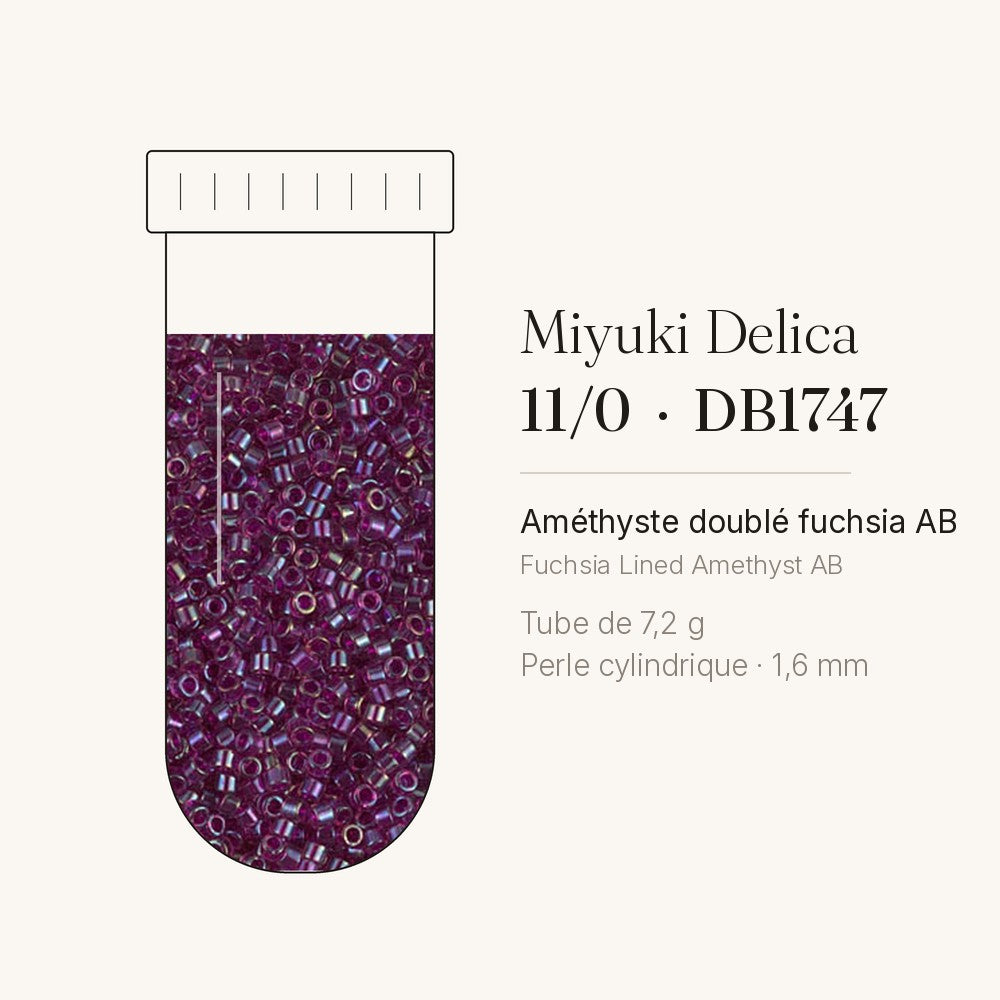 Perles Miyuki Delica 11/0 améthyste doublé fuchsia AB DB1747