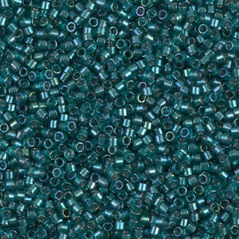 Perles Miyuki Delica 11/0 bleu canard doublé vert d'eau scintillant AB DB1769