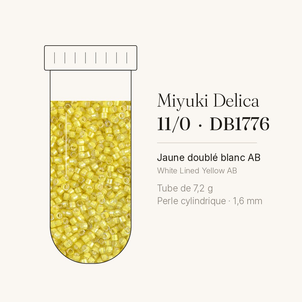 Perles Miyuki Delica 11/0 jaune doublé blanc AB DB1776