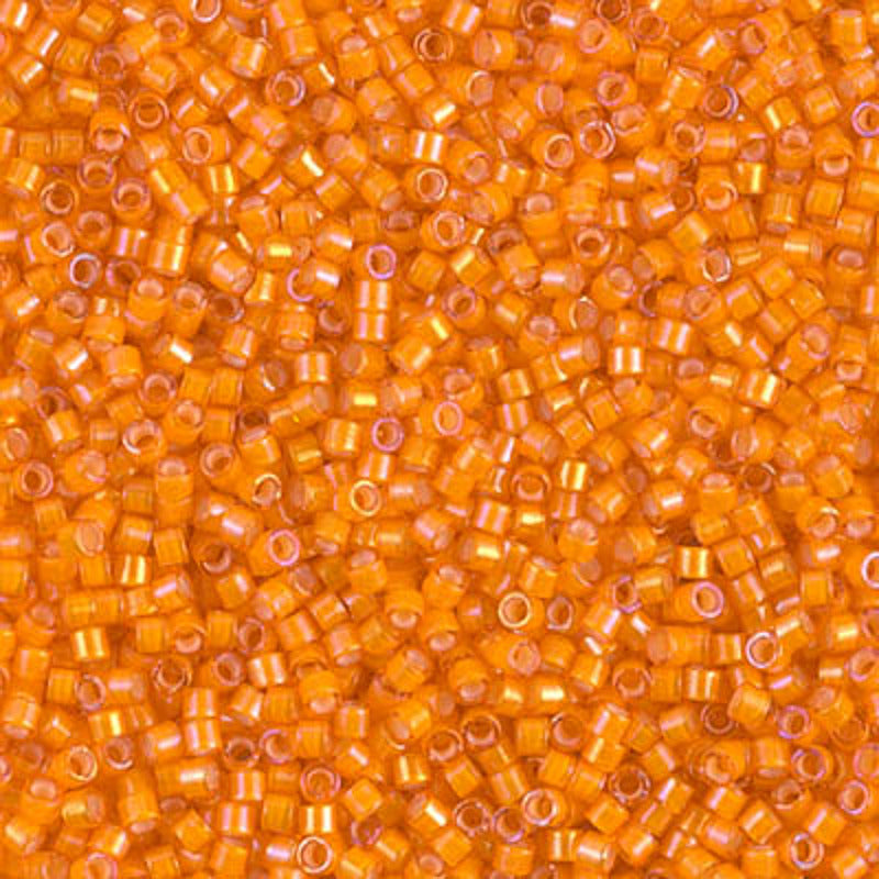 Perles Miyuki Delica 11/0 orange doublé blanc AB DB1777