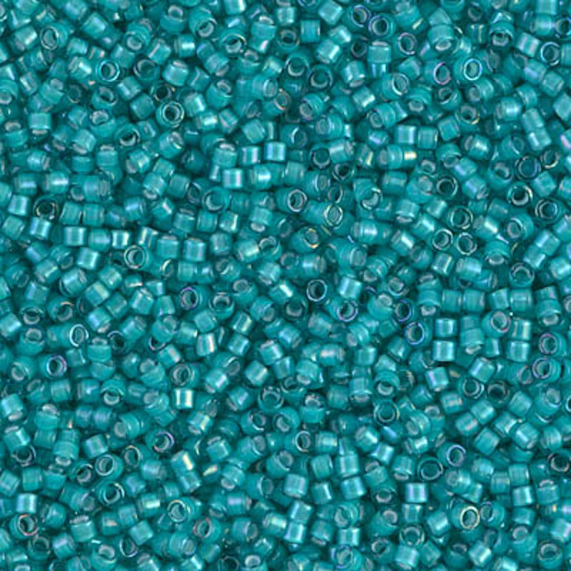 Perles Miyuki Delica 11/0 bleu canard doublé blanc AB DB1782