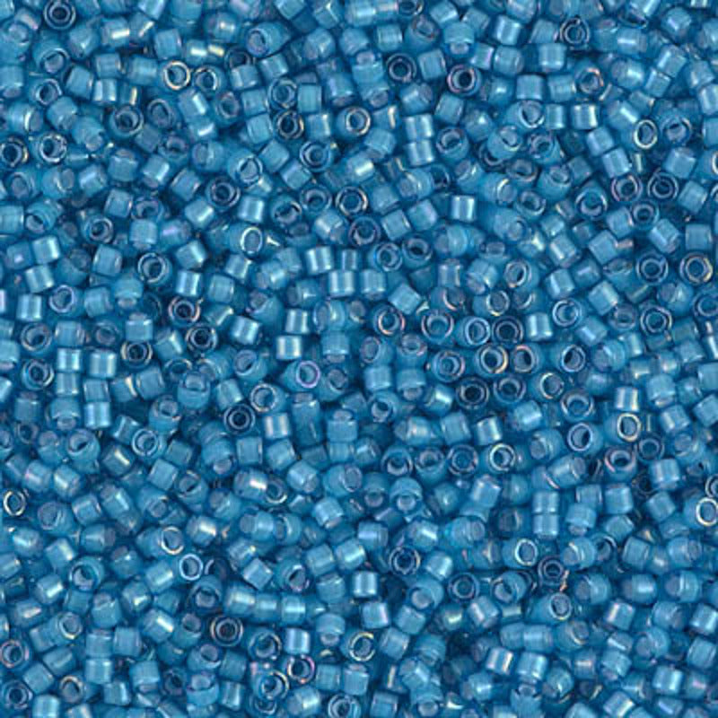 Perles Miyuki Delica 11/0 bleu Capri doublé blanc AB DB1783