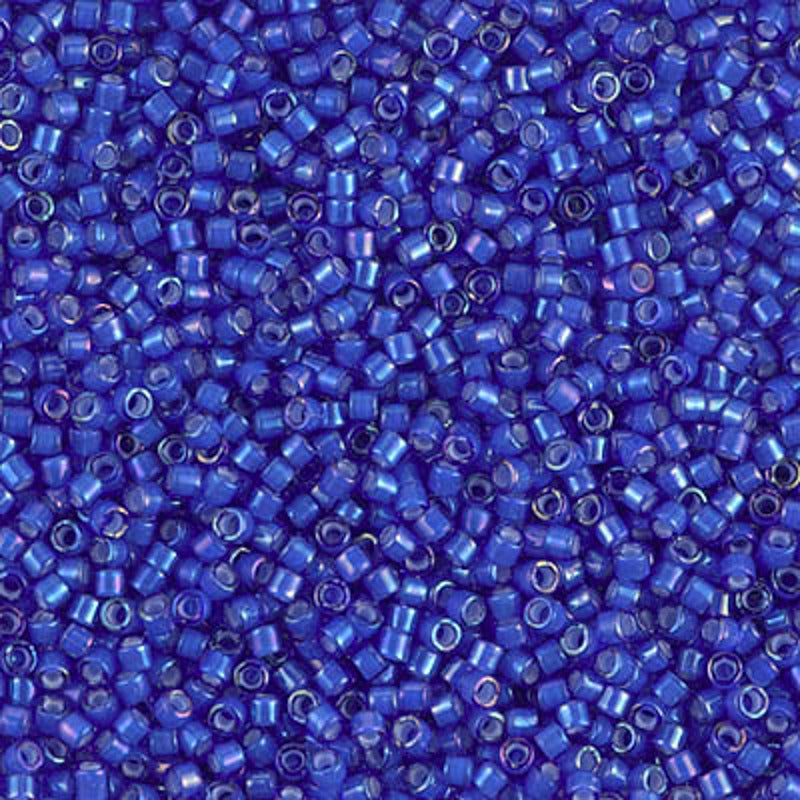 Perles Miyuki Delica 11/0 cobalt doublé blanc AB DB1785