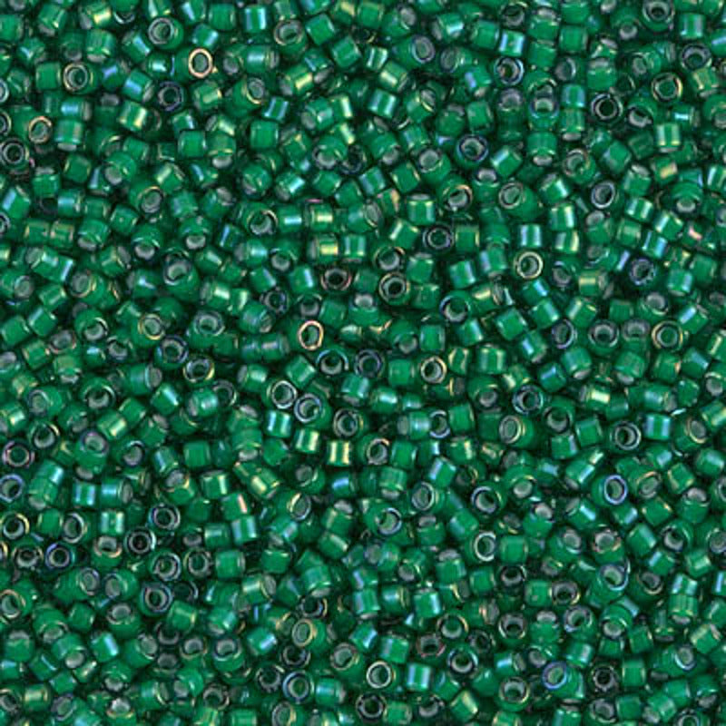 Perles Miyuki Delica 11/0 émeraude doublé blanc AB DB1788
