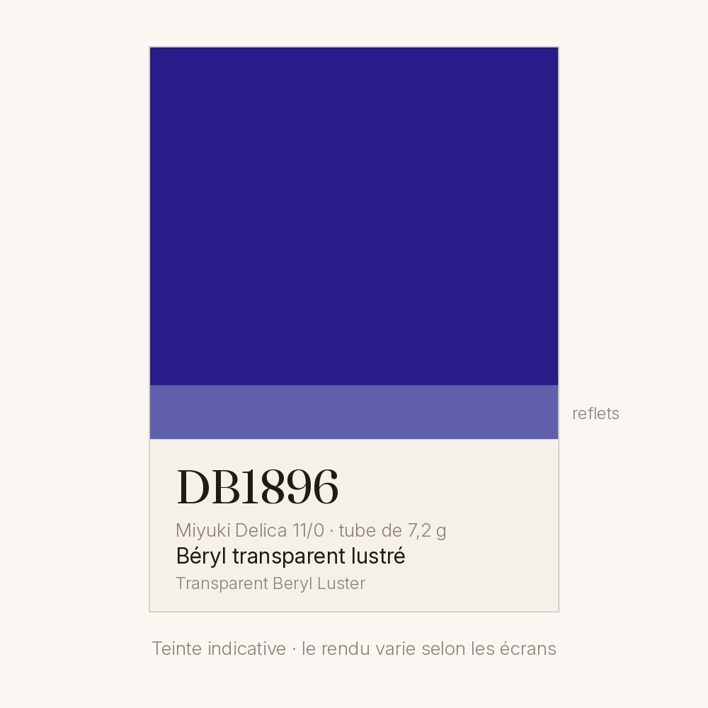 Nuancier de la teinte béryl transparent lustré Miyuki Delica DB1896