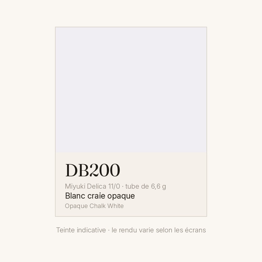 Nuancier de la teinte blanc craie opaque Miyuki Delica DB0200