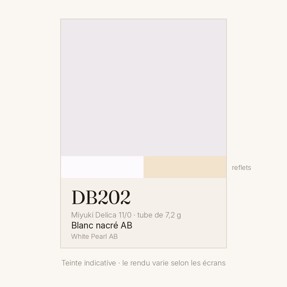 Nuancier de la teinte blanc nacré AB Miyuki Delica DB0202