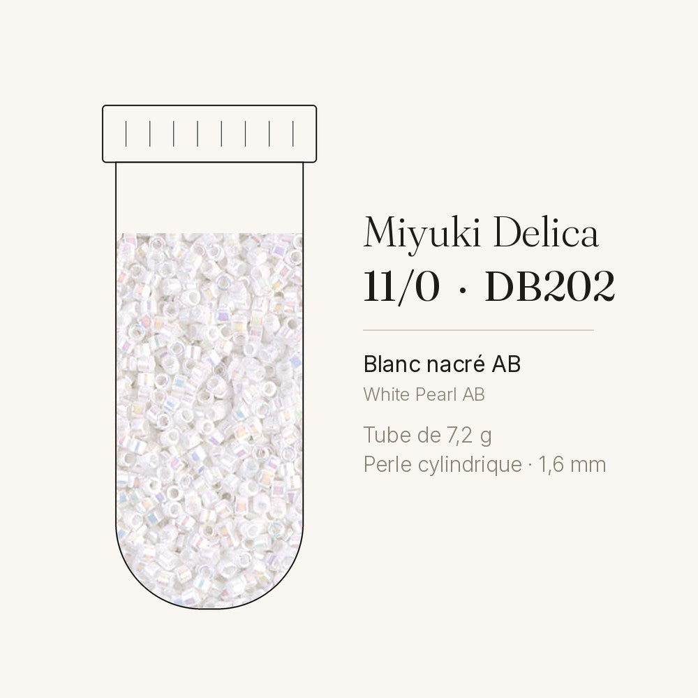 Perles Miyuki Delica 11/0 blanc nacré AB DB0202