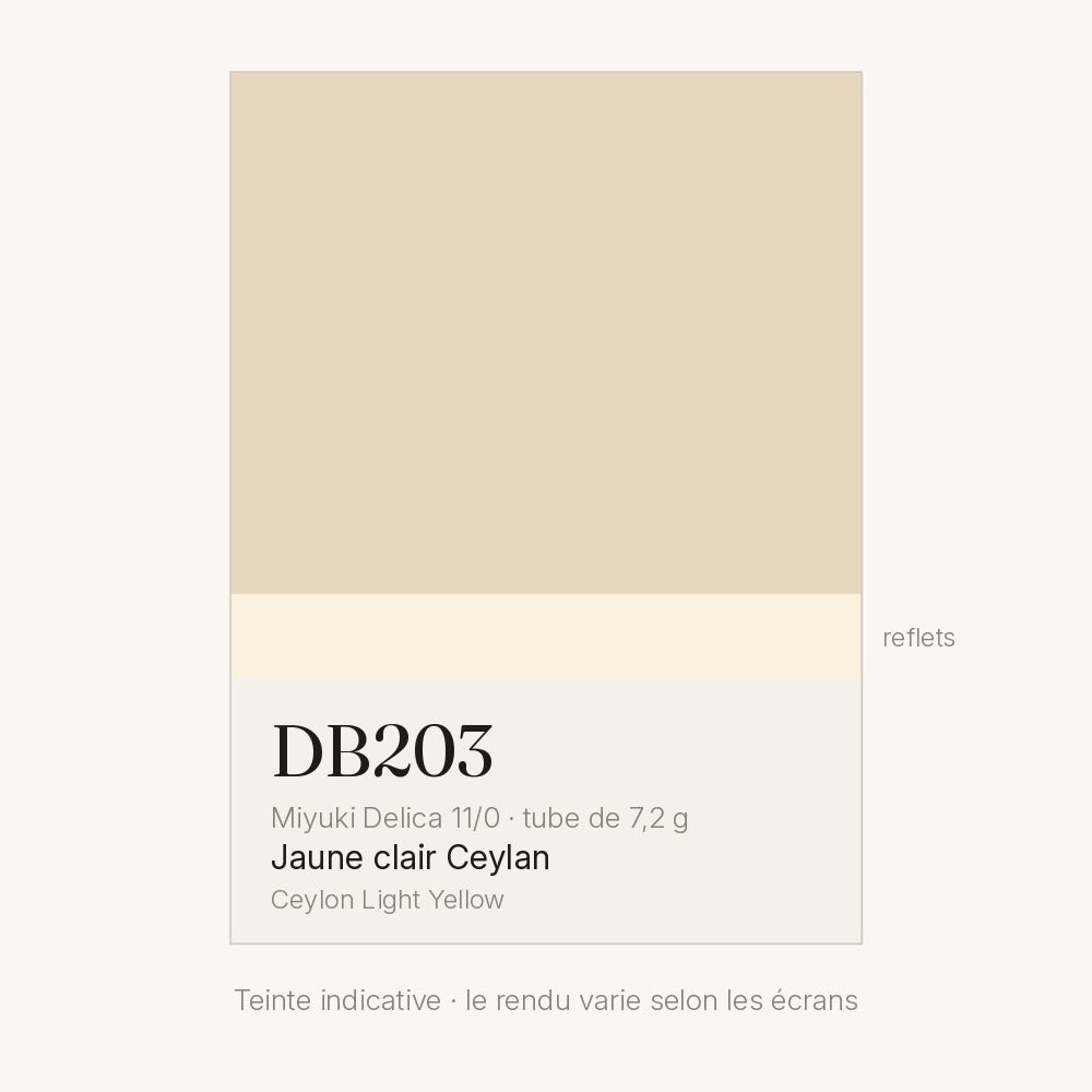 Nuancier de la teinte jaune clair Ceylan Miyuki Delica DB0203