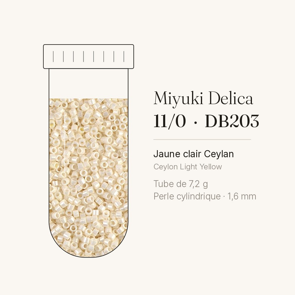 Perles Miyuki Delica 11/0 jaune clair Ceylan DB0203