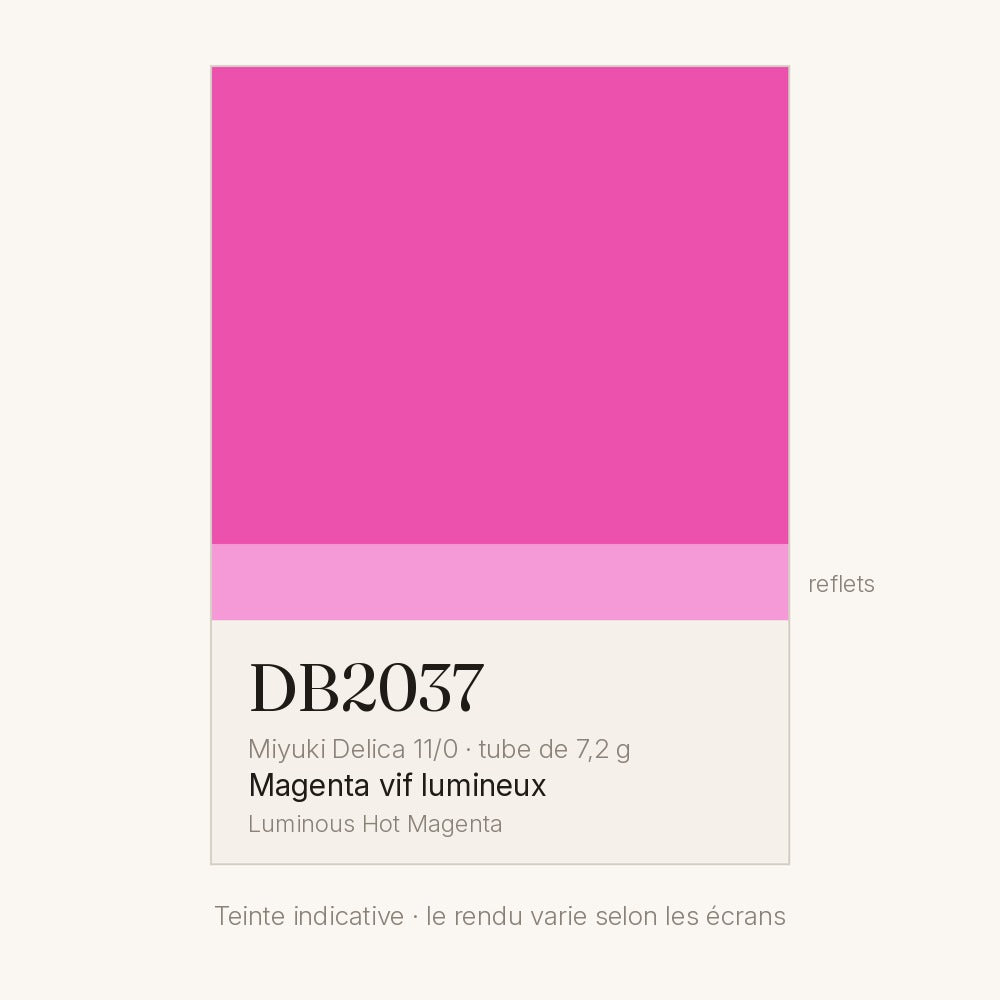 Nuancier de la teinte magenta vif lumineux Miyuki Delica DB2037