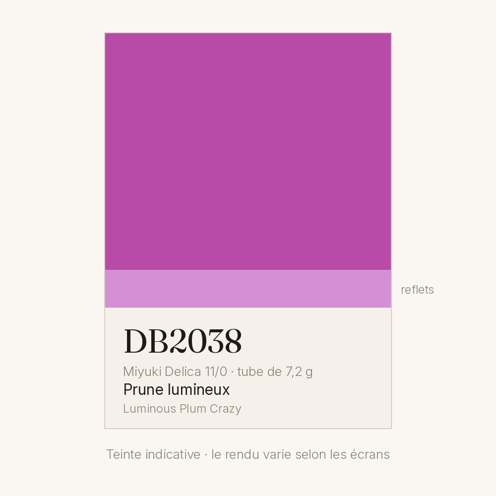 Nuancier de la teinte prune lumineux Miyuki Delica DB2038