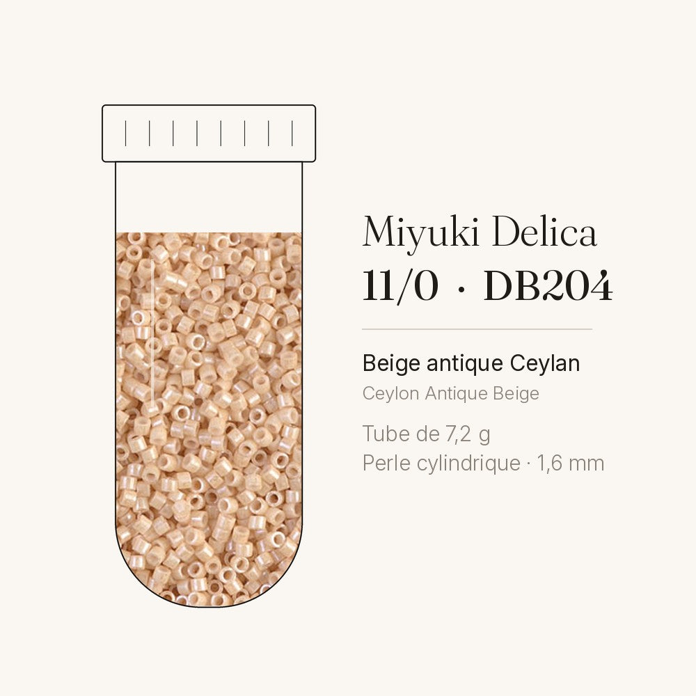 Tube de 7,2 g de perles Miyuki Delica 11/0 DB0204 beige antique Ceylan