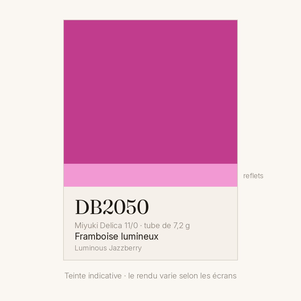 Nuancier de la teinte framboise lumineux Miyuki Delica DB2050