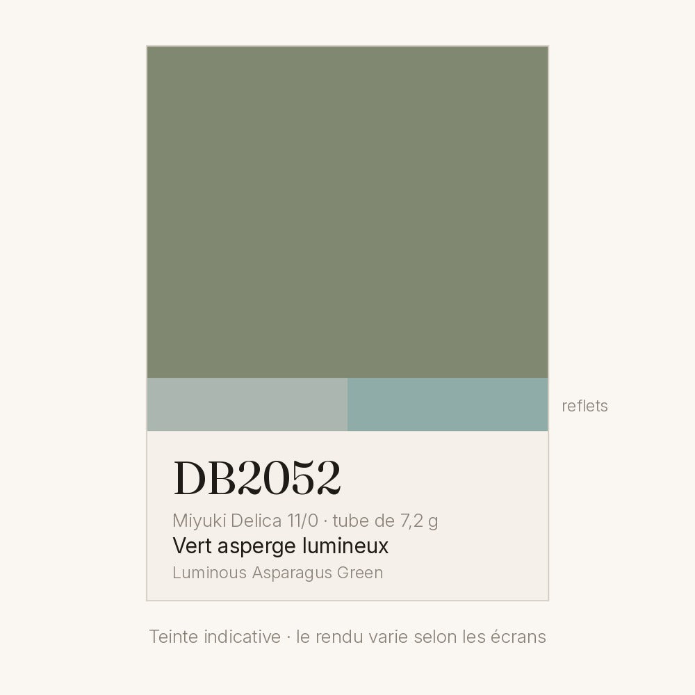 Nuancier de la teinte vert asperge lumineux Miyuki Delica DB2052