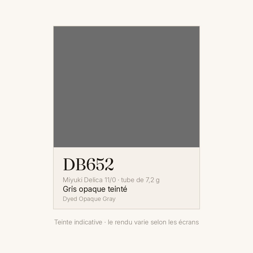 Nuancier de la teinte gris opaque teinté Miyuki Delica DB0652