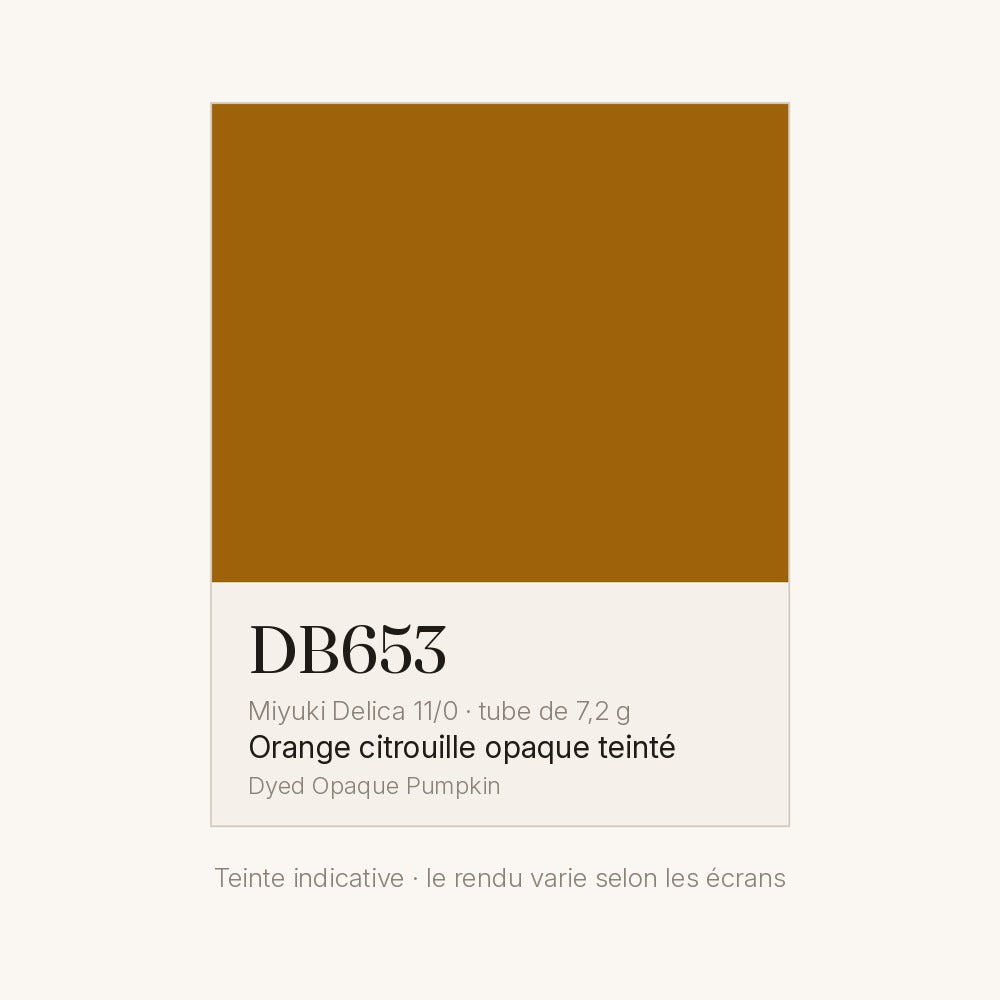 Nuancier de la teinte orange citrouille opaque teinté Miyuki Delica DB0653