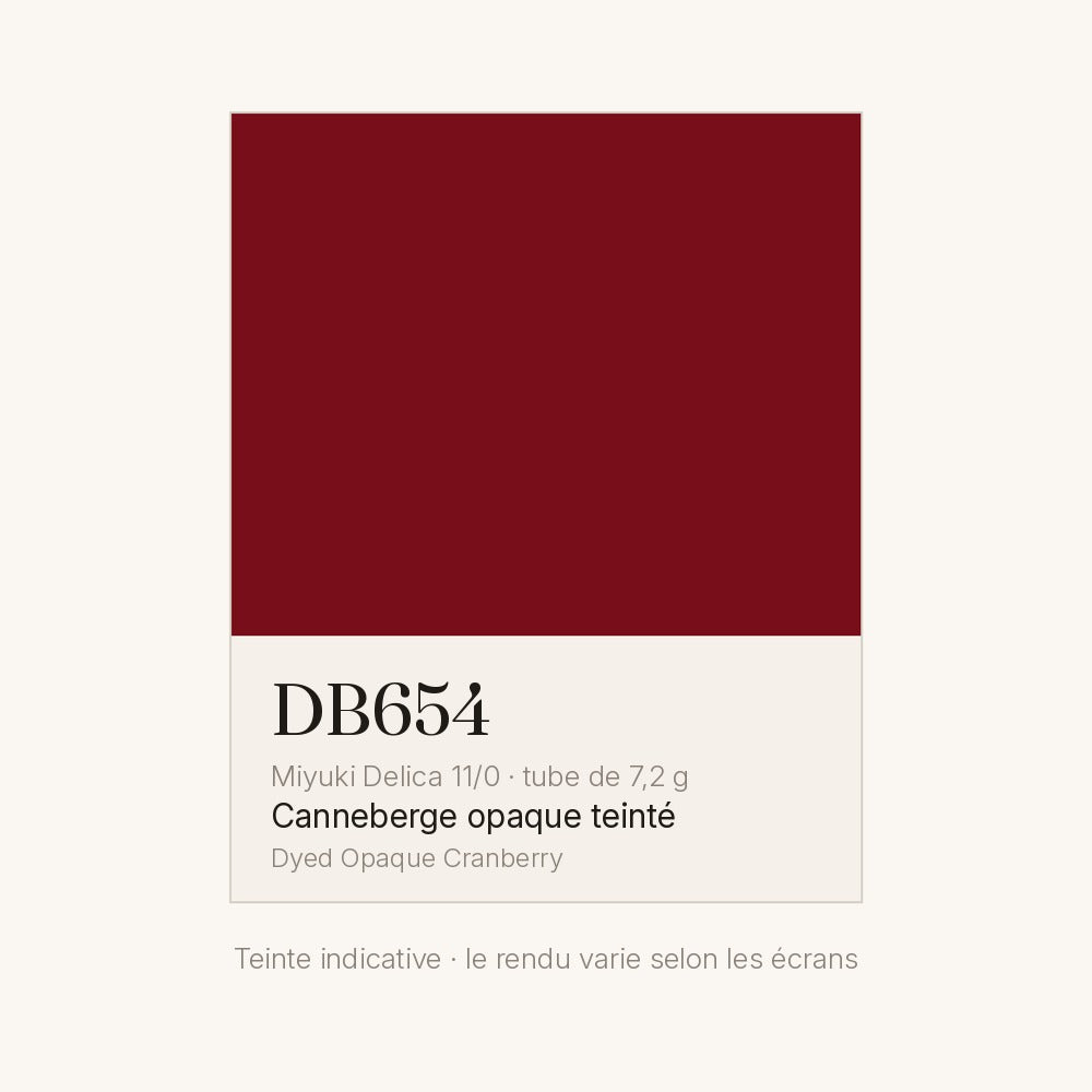 Nuancier de la teinte canneberge opaque teinté Miyuki Delica DB0654