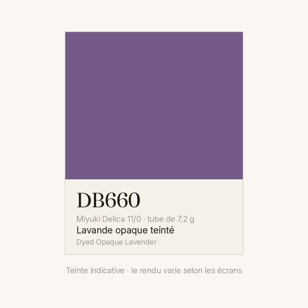 Nuancier de la teinte lavande opaque teinté Miyuki Delica DB0660